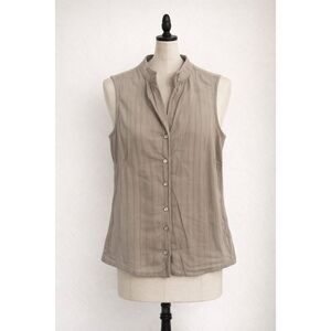Blunauta Sleeveless Cotton Button Front Blouse Women’s IT 42 Light Gray